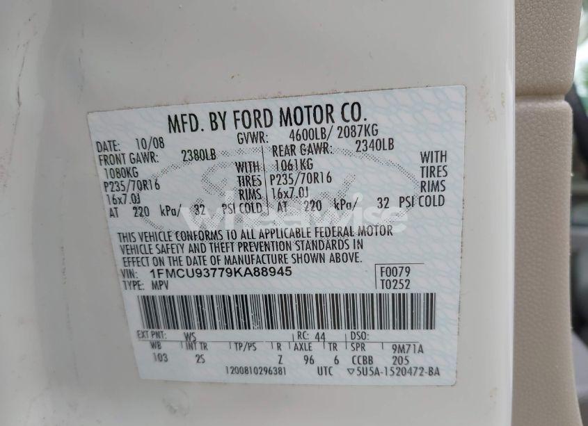 Photo 9 of 2009 Ford Escape XLT (VIN 1FMCU93779KA88945)