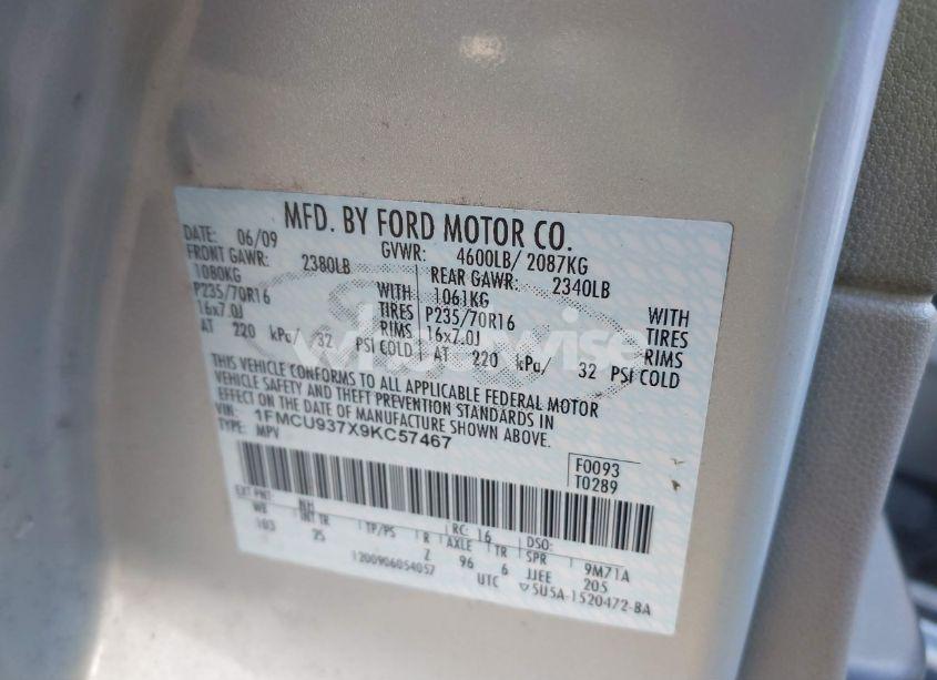 Photo 9 of 2009 Ford Escape XLT (VIN 1FMCU937X9KC57467)