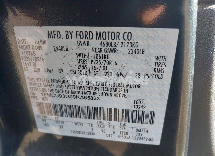 Photo 9 of 2009 Ford Escape XLT (VIN 1FMCU93G09KA65863)