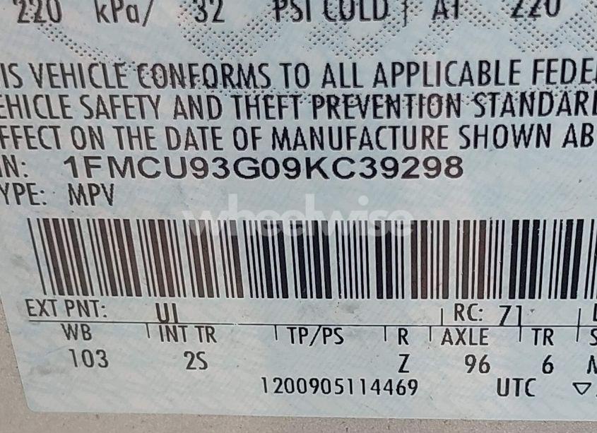 Photo 9 of 2009 Ford Escape XLT (VIN 1FMCU93G09KC39298)