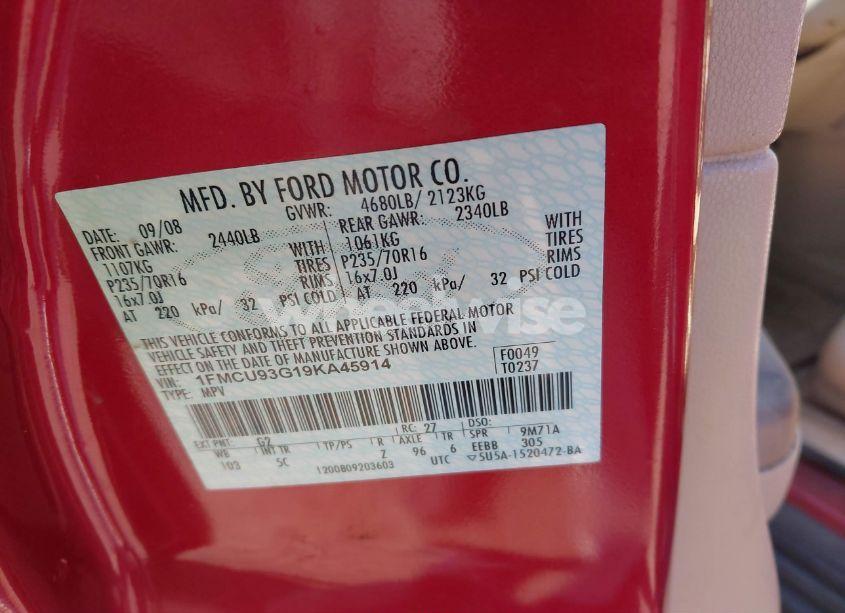 Photo 9 of 2009 Ford Escape XLT (VIN 1FMCU93G19KA45914)