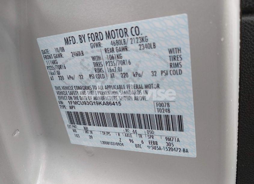 Photo 9 of 2009 Ford Escape XLT (VIN 1FMCU93G19KA86415)