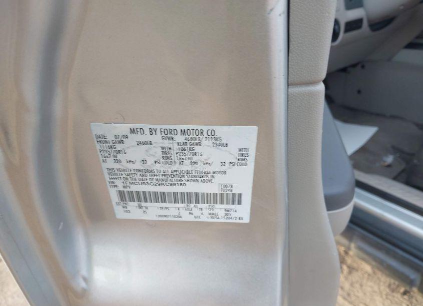 Photo 9 of 2009 Ford Escape XLT (VIN 1FMCU93G29KC99180)