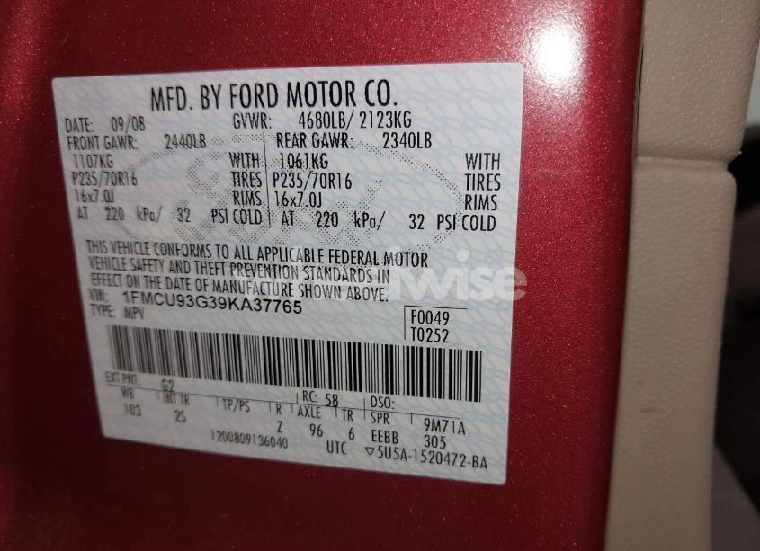 Photo 9 of 2009 Ford Escape XLT (VIN 1FMCU93G39KA37765)