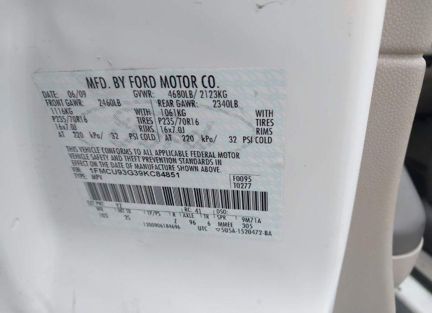 Photo 9 of 2009 Ford Escape XLT (VIN 1FMCU93G39KC84851)