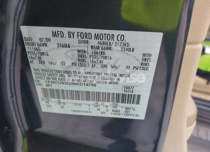 Photo 9 of 2009 Ford Escape XLT (VIN 1FMCU93G39KD14799)