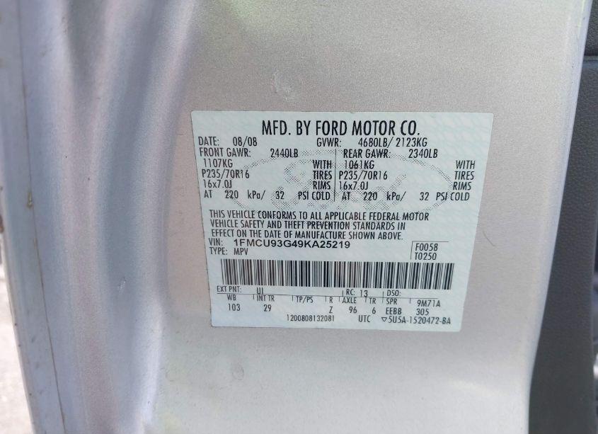 Photo 9 of 2009 Ford Escape XLT (VIN 1FMCU93G49KA25219)