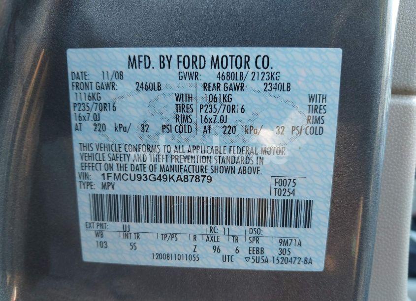 Photo 9 of 2009 Ford Escape XLT (VIN 1FMCU93G49KA87879)