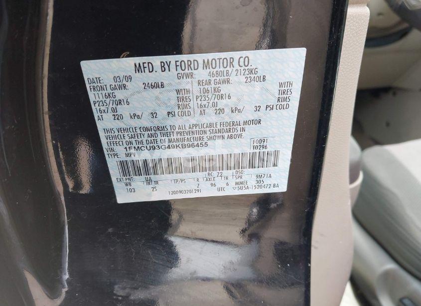 Photo 9 of 2009 Ford Escape XLT (VIN 1FMCU93G49KB96455)