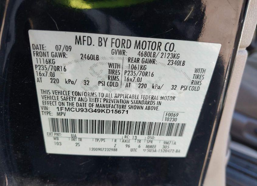 Photo 9 of 2009 Ford Escape XLT (VIN 1FMCU93G49KD15671)