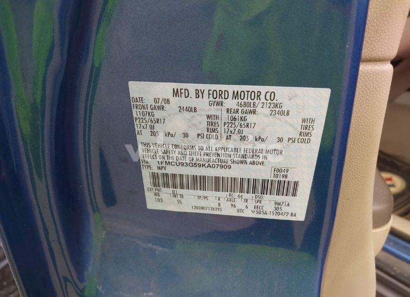 Photo 9 of 2009 Ford Escape XLT (VIN 1FMCU93G59KA07909)