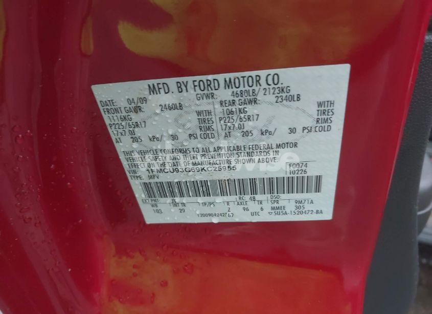 Photo 9 of 2009 Ford Escape XLT (VIN 1FMCU93G69KC25955)