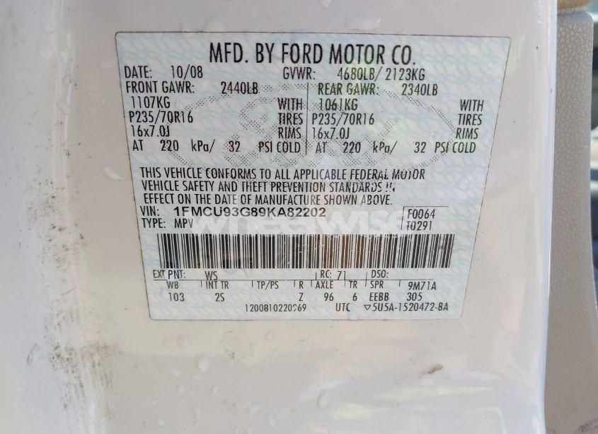 Photo 9 of 2009 Ford Escape XLT (VIN 1FMCU93G89KA82202)