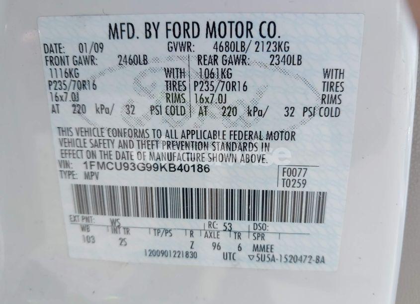 Photo 9 of 2009 Ford Escape XLT (VIN 1FMCU93G99KB40186)