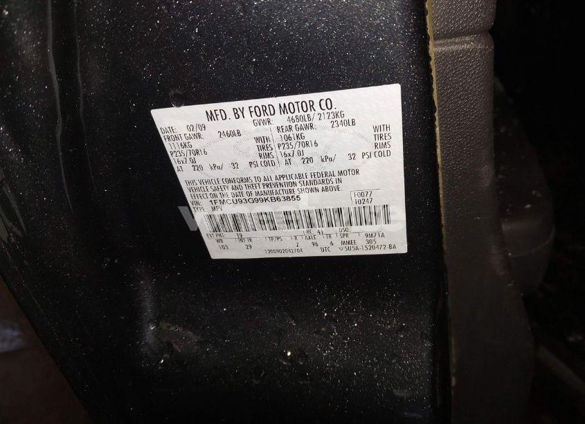 Photo 9 of 2009 Ford Escape XLT (VIN 1FMCU93G99KB63855)