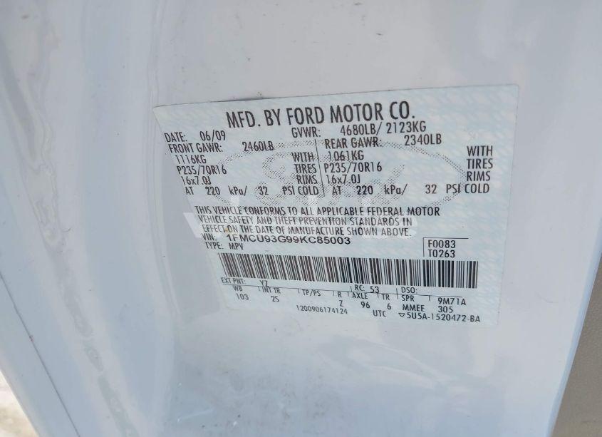 Photo 9 of 2009 Ford Escape XLT (VIN 1FMCU93G99KC85003)