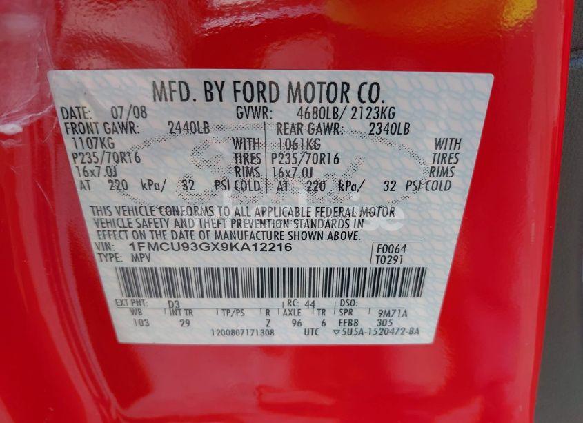 Photo 9 of 2009 Ford Escape XLT (VIN 1FMCU93GX9KA12216)