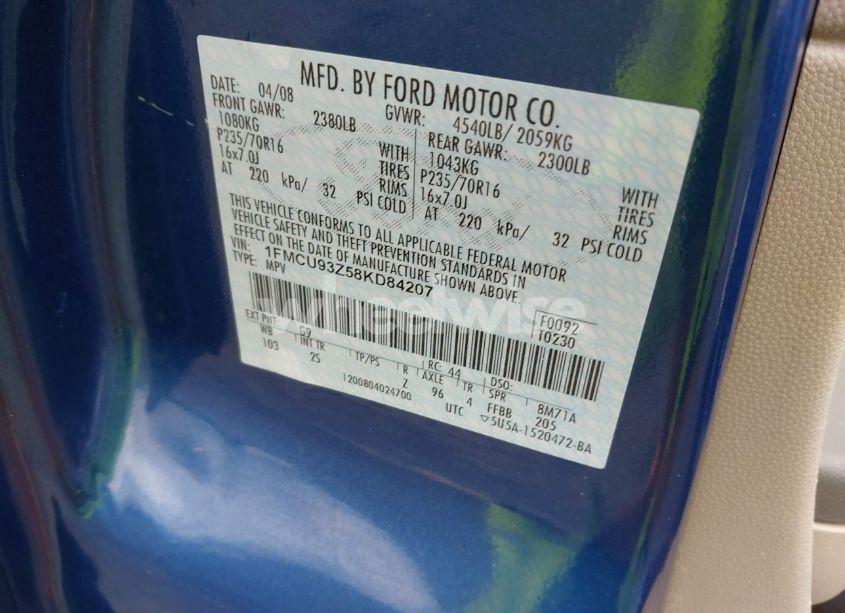 Photo 9 of 2008 Ford Escape XLT (VIN 1FMCU93Z58KD84207)