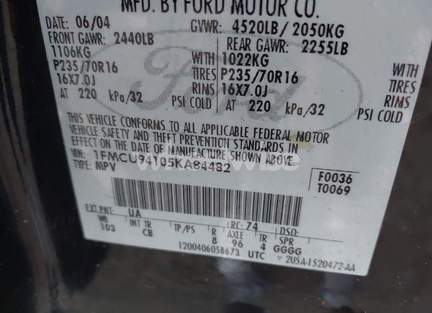 Photo 9 of 2005 Ford Escape LIMITED (VIN 1FMCU94105KA84482)