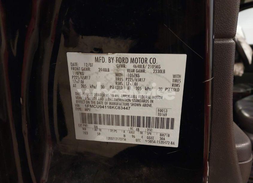 Photo 9 of 2008 Ford Escape LIMITED (VIN 1FMCU94118KC83447)