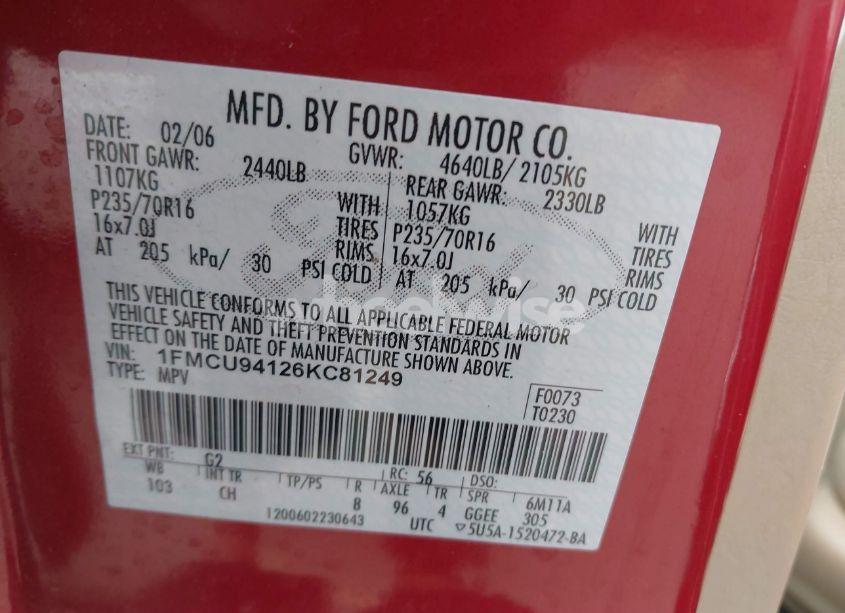 Photo 9 of 2006 Ford Escape LIMITED (VIN 1FMCU94126KC81249)