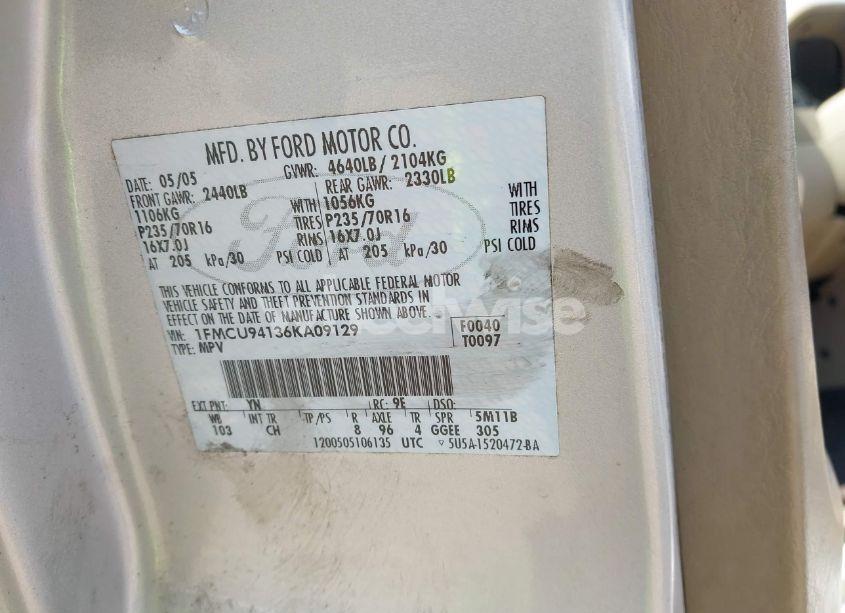 Photo 9 of 2006 Ford Escape LIMITED (VIN 1FMCU94136KA09129)