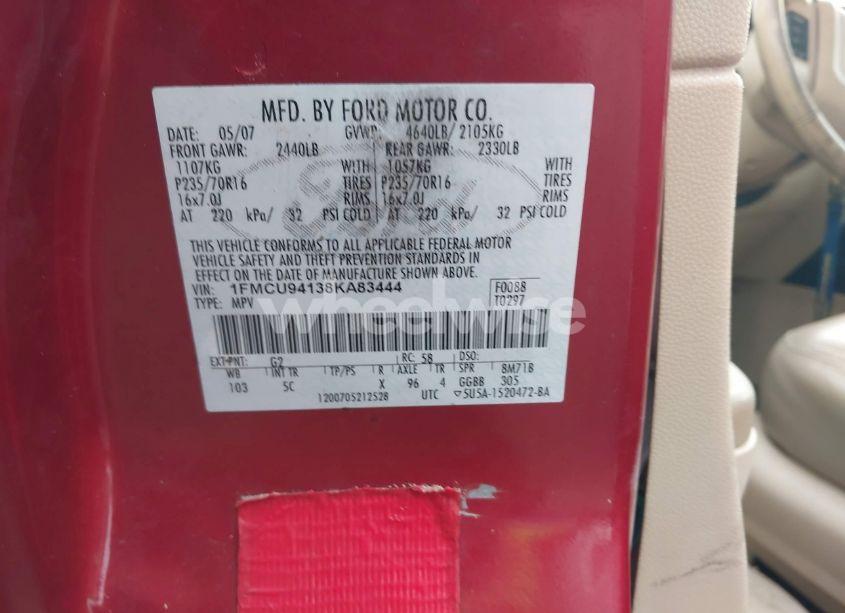 Photo 9 of 2008 Ford Escape LIMITED (VIN 1FMCU94138KA83444)