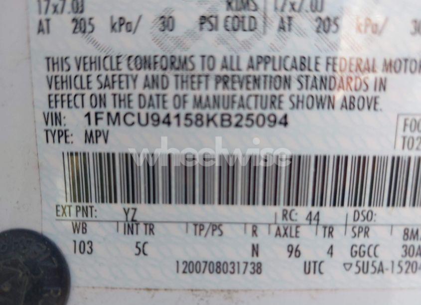 Photo 9 of 2008 Ford Escape LIMITED (VIN 1FMCU94158KB25094)