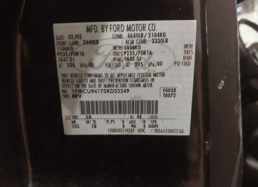 Photo 9 of 2005 Ford Escape LIMITED (VIN 1FMCU94175KD53349)