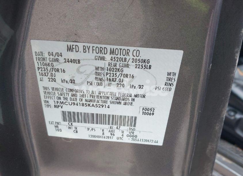 Photo 9 of 2005 Ford Escape LIMITED (VIN 1FMCU94185KA52914)