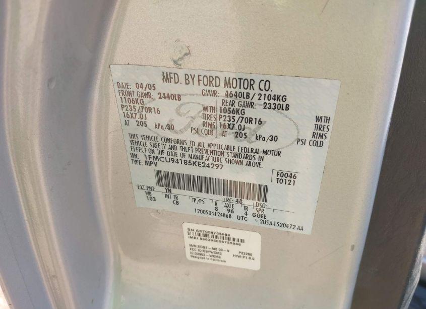 Photo 9 of 2005 Ford Escape LIMITED (VIN 1FMCU94185KE24297)