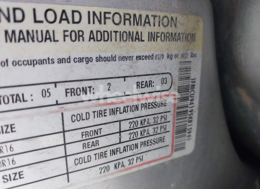 Photo 9 of 2005 Ford Escape LIMITED (VIN 1FMCU94195KB15941)