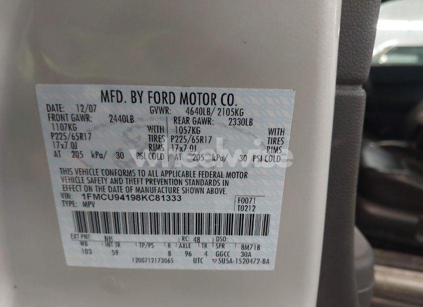 Photo 9 of 2008 Ford Escape LIMITED (VIN 1FMCU94198KC81333)