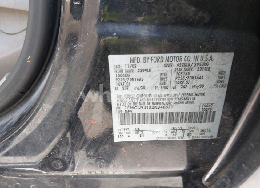 Photo 9 of 2003 Ford Escape LIMITED (VIN 1FMCU941X3KB46631)