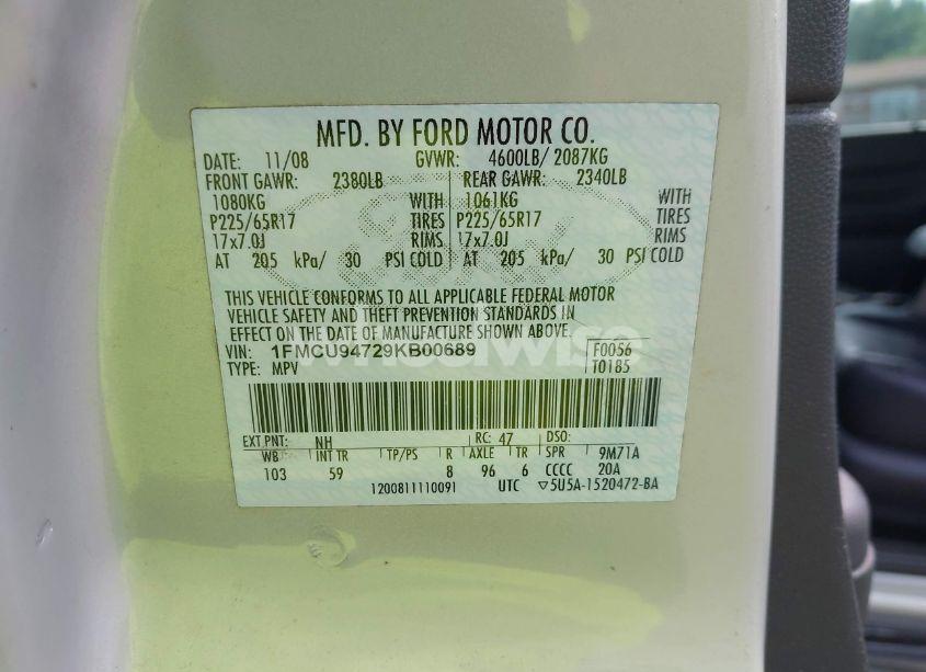 Photo 9 of 2009 Ford Escape LIMITED (VIN 1FMCU94729KB00689)