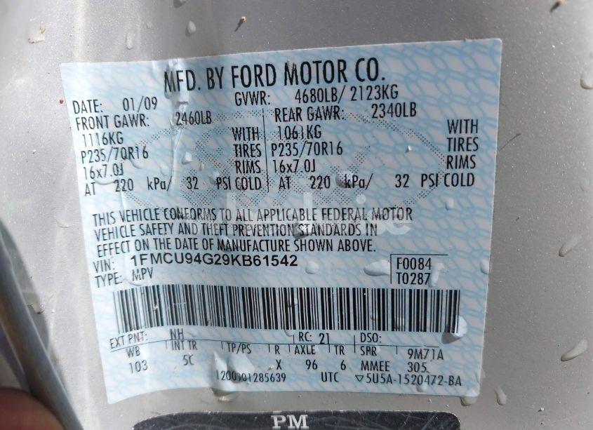 Photo 9 of 2009 Ford Escape LIMITED (VIN 1FMCU94G29KB61542)