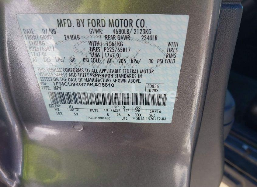 Photo 9 of 2009 Ford Escape LIMITED (VIN 1FMCU94G79KA08610)