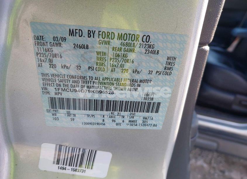 Photo 9 of 2009 Ford Escape LIMITED (VIN 1FMCU94G79KB96528)