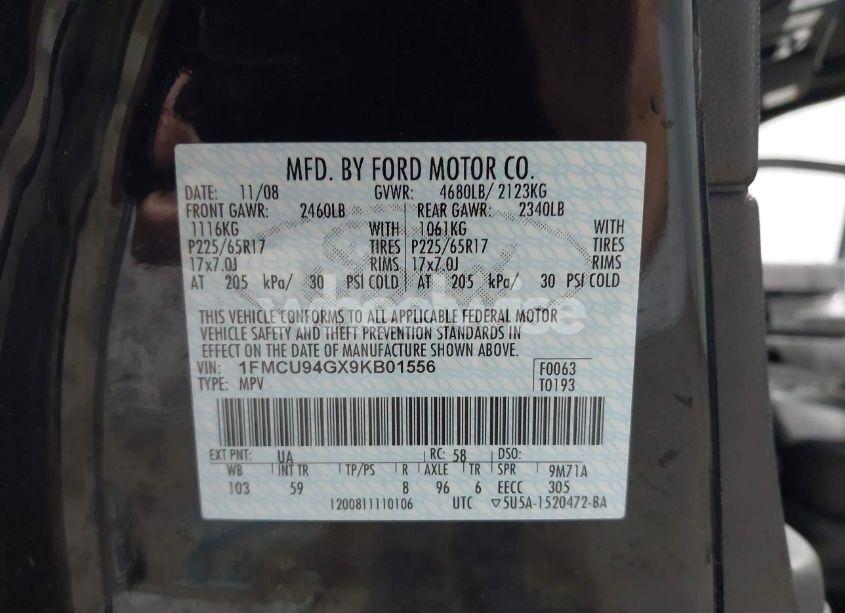 Photo 9 of 2009 Ford Escape LIMITED (VIN 1FMCU94GX9KB01556)