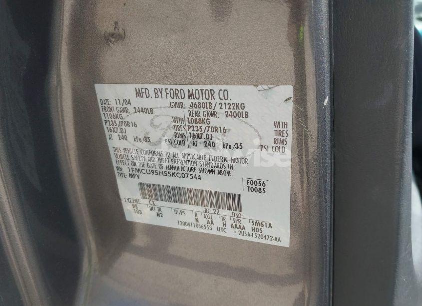 Photo 9 of 2005 Ford Escape HYBRID (VIN 1FMCU95H55KC07544)