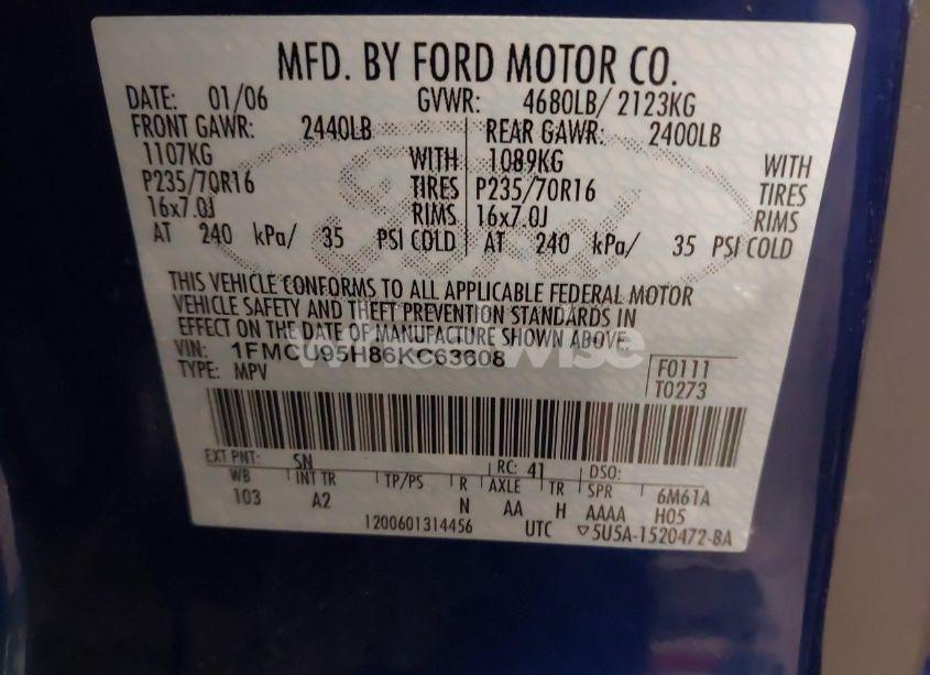 Photo 9 of 2006 Ford Escape HYBRID (VIN 1FMCU95H86KC63608)