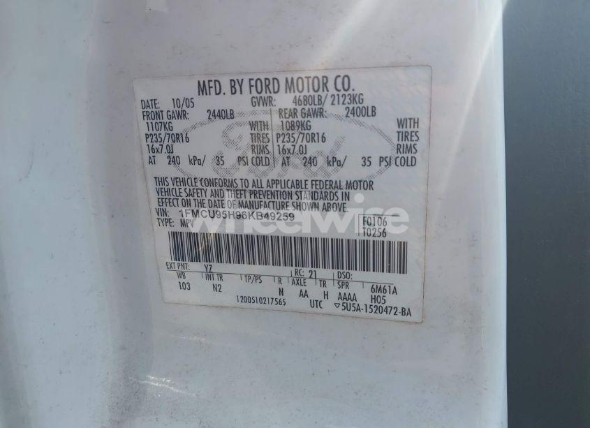 Photo 9 of 2006 Ford Escape HYBRID (VIN 1FMCU95H96KB49259)