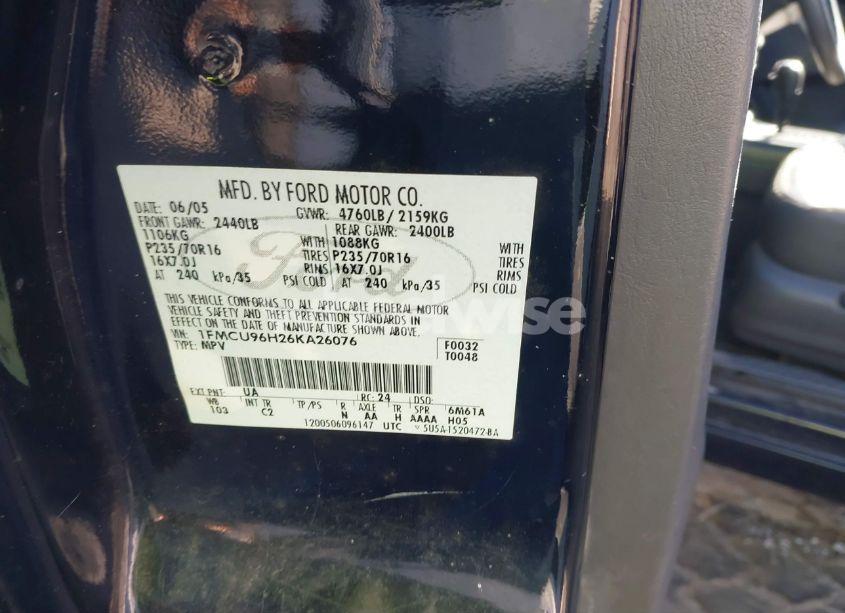 Photo 9 of 2006 Ford Escape HYBRID (VIN 1FMCU96H26KA26076)