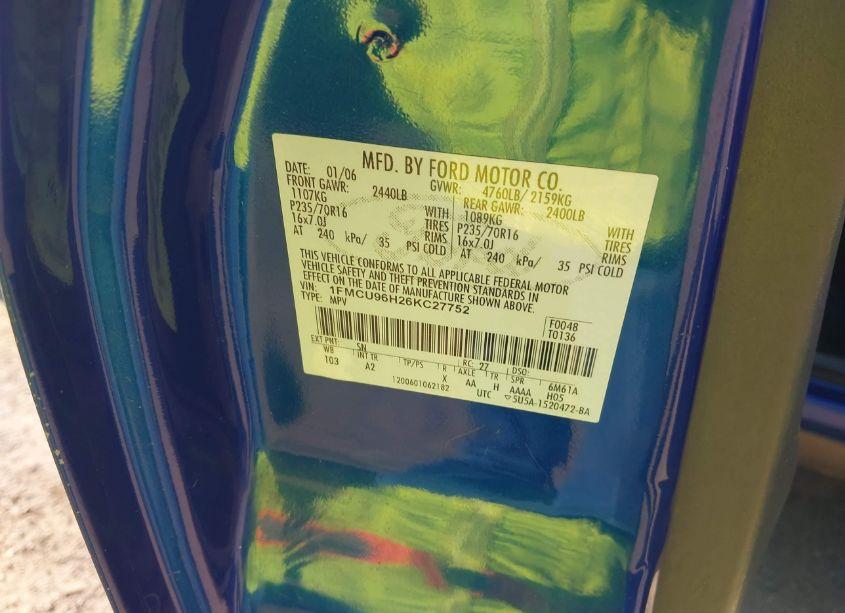 Photo 9 of 2006 Ford Escape HYBRID (VIN 1FMCU96H26KC27752)