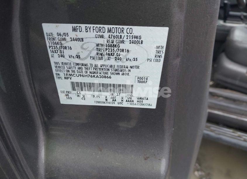 Photo 9 of 2006 Ford Escape HYBRID (VIN 1FMCU96H76KA30866)