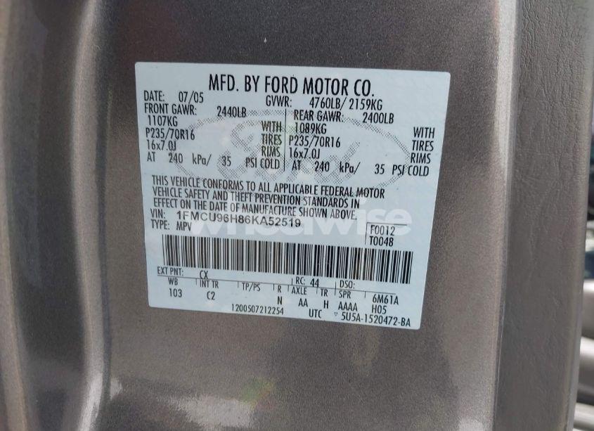 Photo 9 of 2006 Ford Escape HYBRID (VIN 1FMCU96H86KA52519)