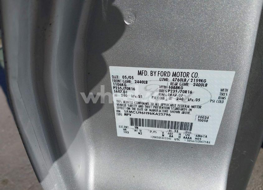 Photo 9 of 2006 Ford Escape HYBRID (VIN 1FMCU96H96KA25796)