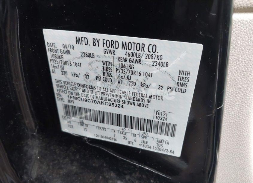 Photo 9 of 2010 Ford Escape XLS (VIN 1FMCU9C70AKC65324)