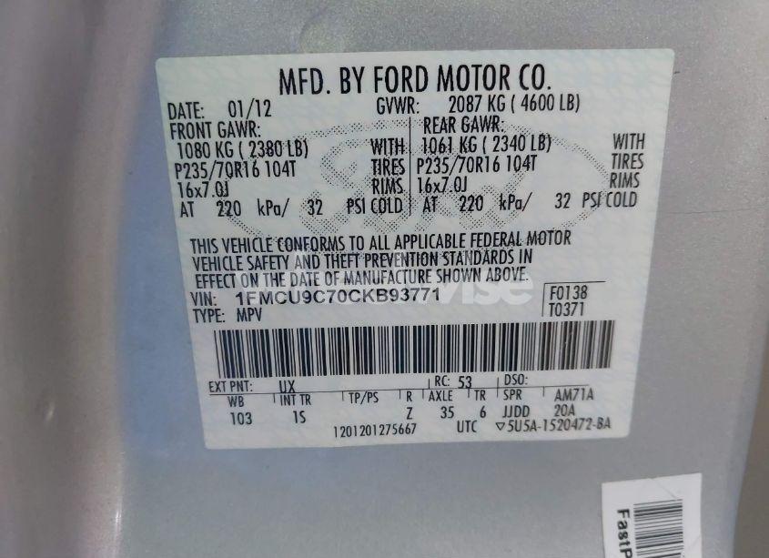 Photo 9 of 2012 Ford Escape XLS (VIN 1FMCU9C70CKB93771)