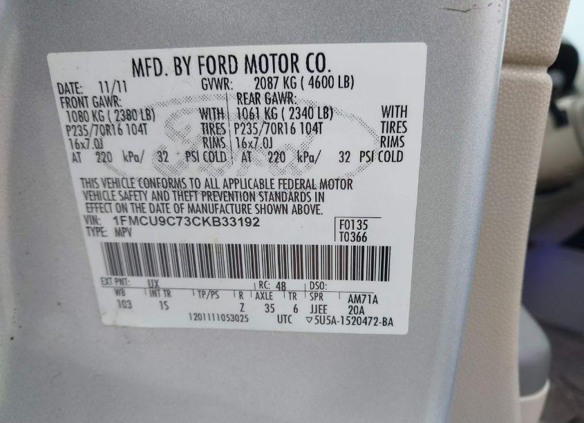 Photo 9 of 2012 Ford Escape XLS (VIN 1FMCU9C73CKB33192)